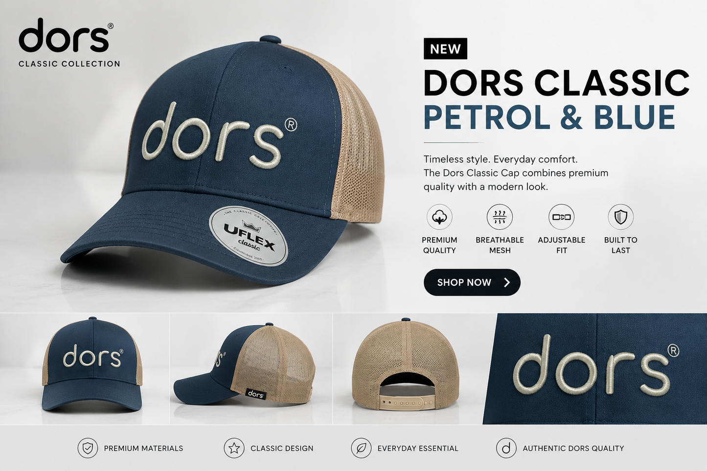 dors Classic CAP - Petrol blue & Sand