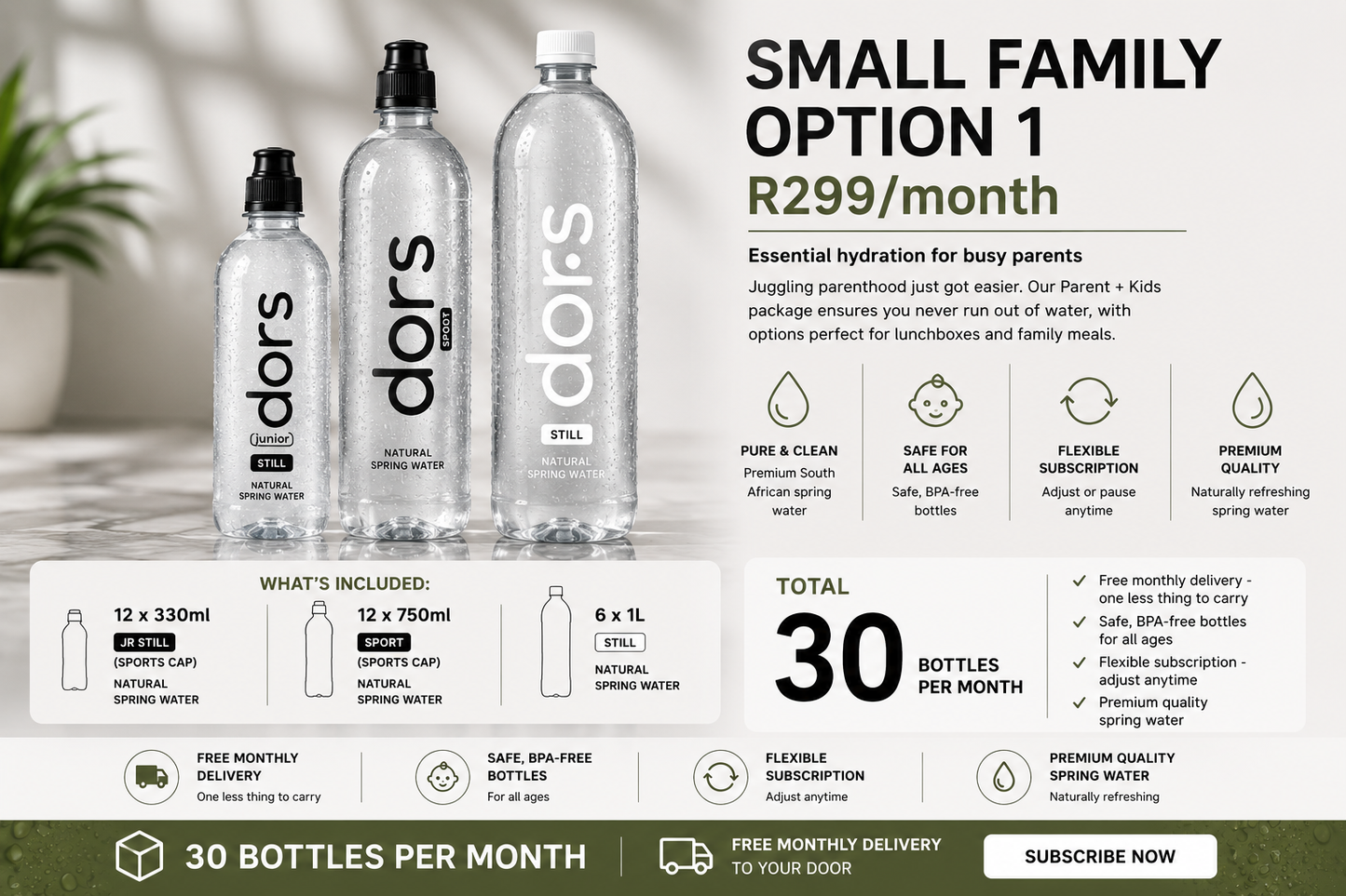 Small Family Option 1 (R299/month) 30 bottles