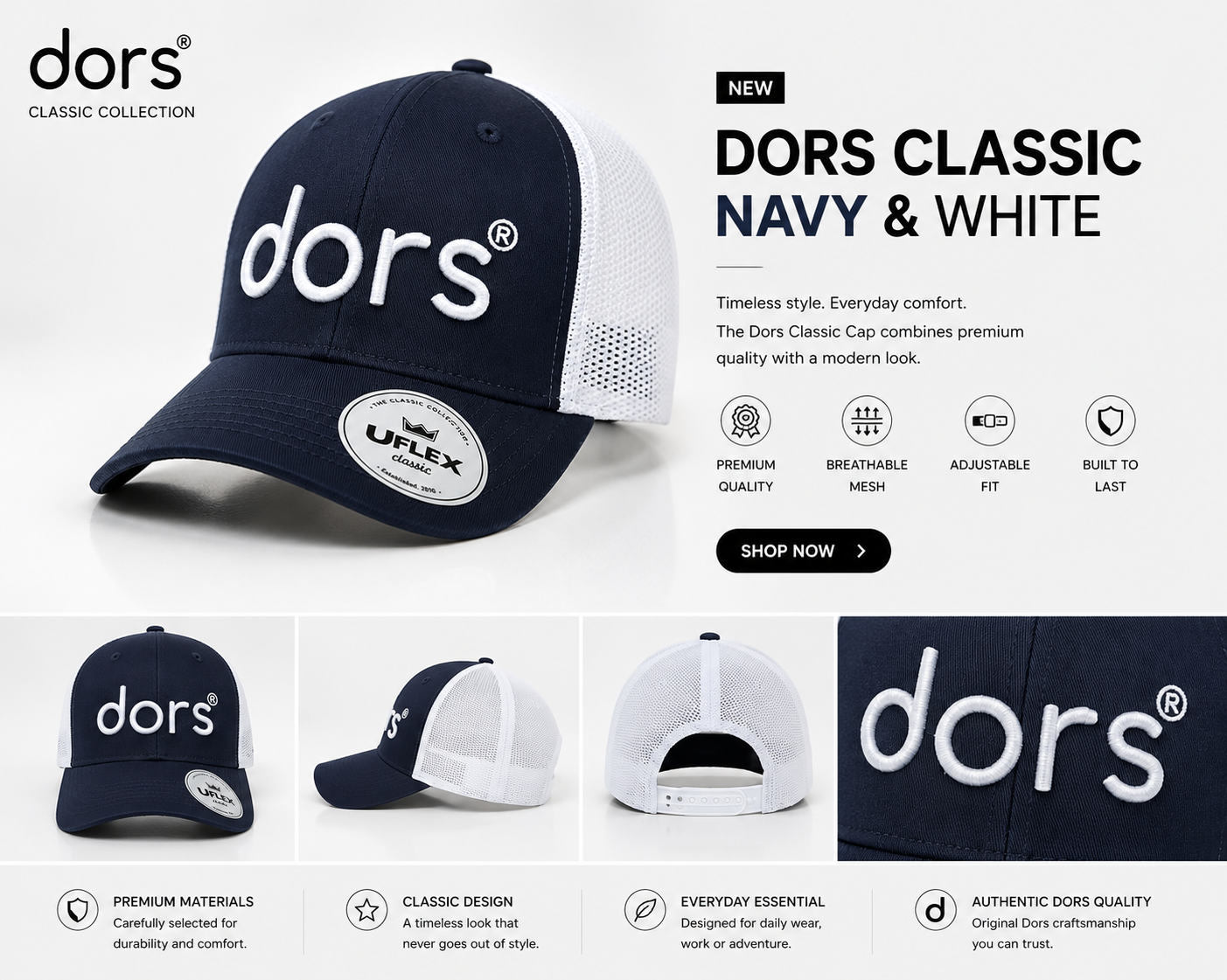 dors Classic Cap – Navy & White