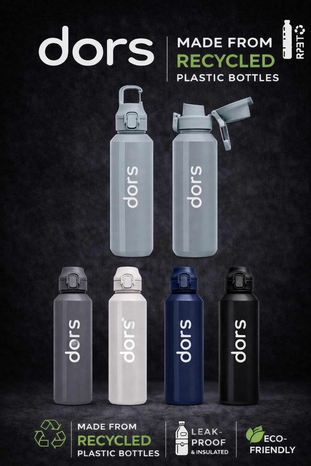 dors RPET Safety lock Clip Recycled Water Bottle X 1 - Made from recycled plastic bottles