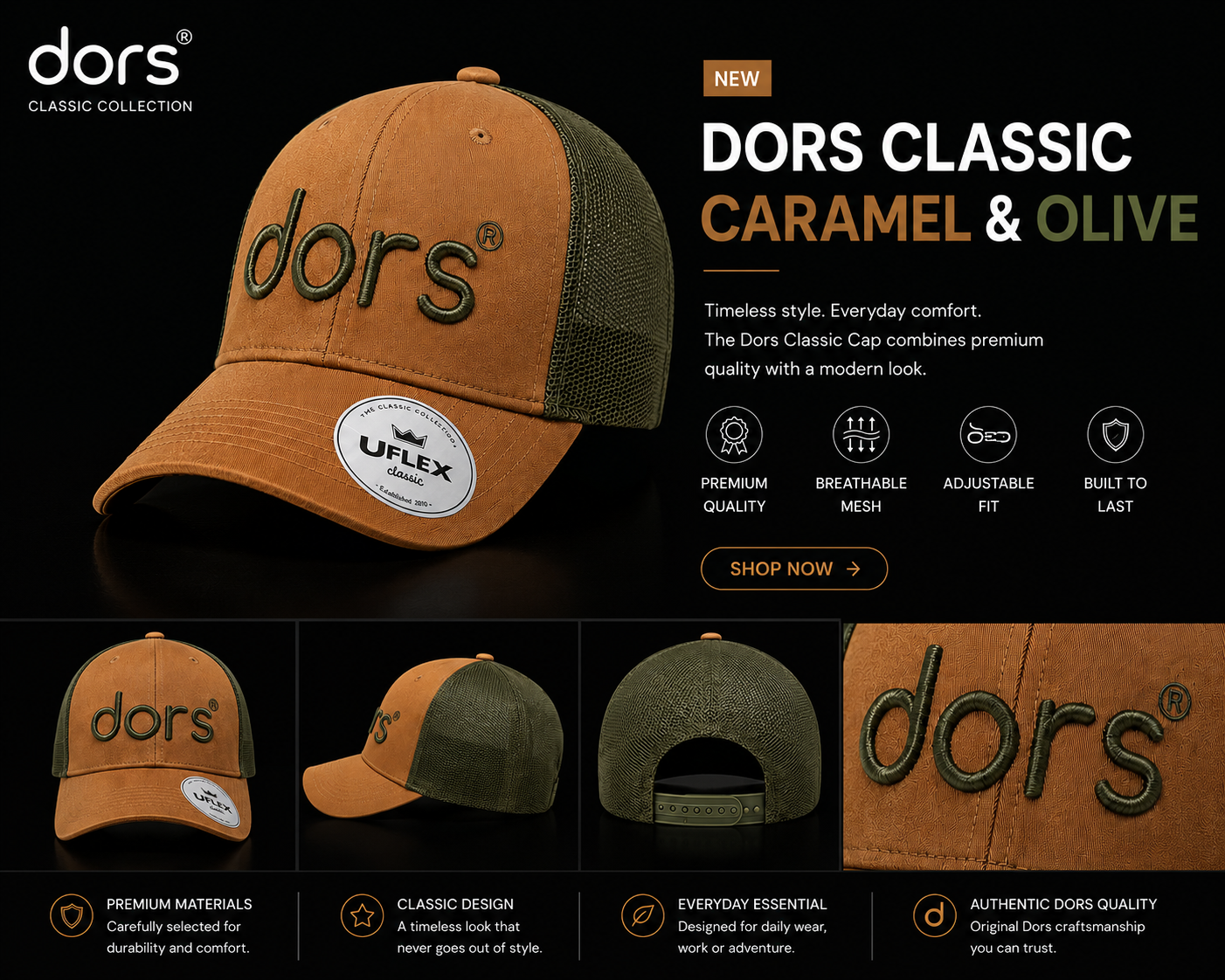 dors Classic Cap – Caramel & Olive