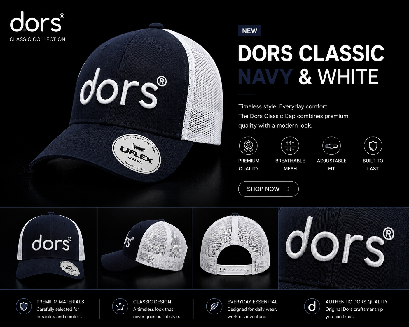 dors Classic Cap – Navy & White