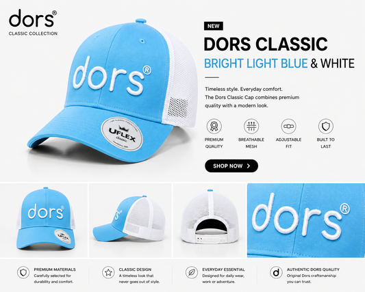 dors Classic Cap – Bright Light Blue &amp; White