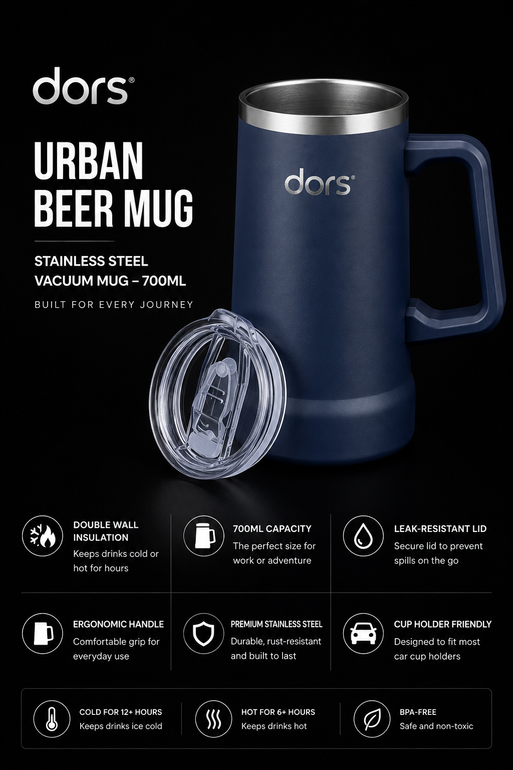 dors Urban Beer / coffee mug 700ml Navy
